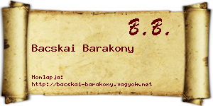 Bacskai Barakony névjegykártya